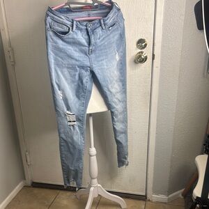 Guess Women's Light Blue Distressed Skinny Jeans